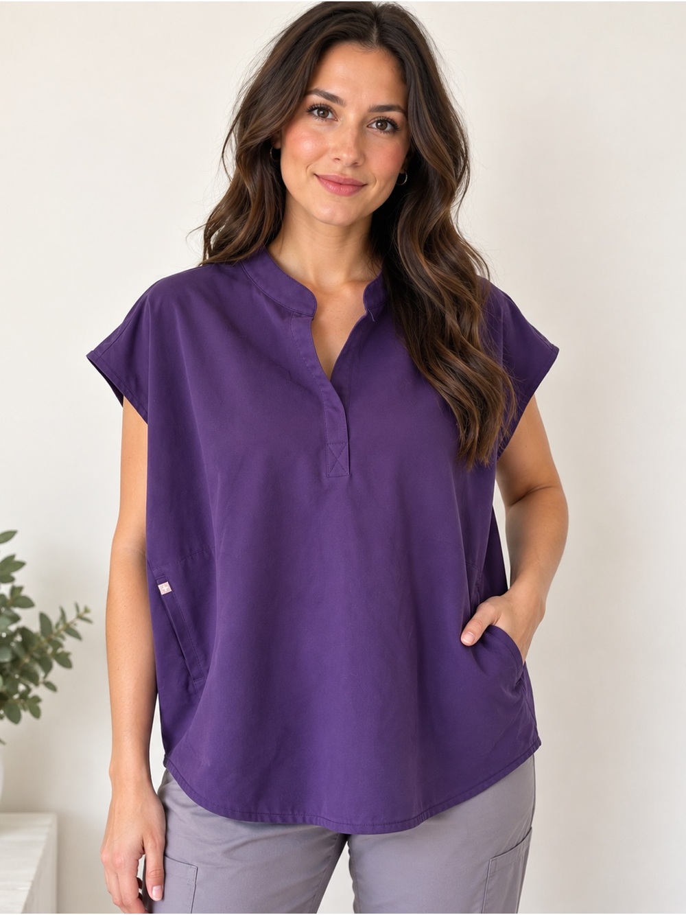 FIGS Rafaela Oversized Scrub Top 3XL Deep Purple